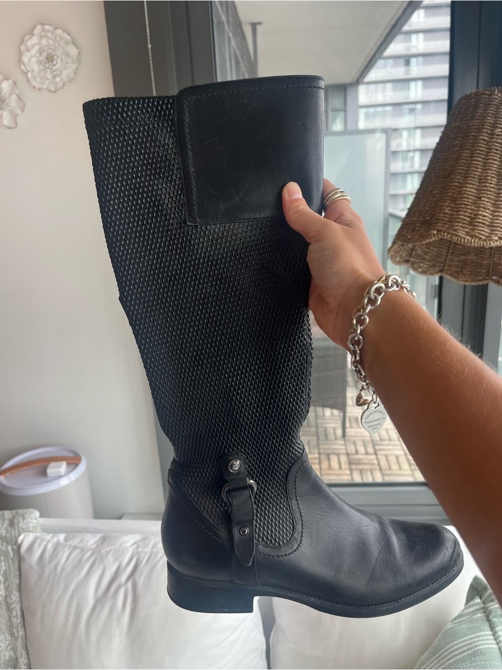 Blondo Black Textured Mid-Calf Riding Boot